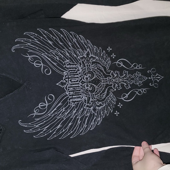 Vintage Y2k Sparkly Affliction Long Sleeve T Shirt - Picture 5 of 11